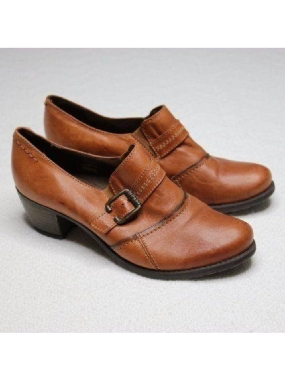 Eric Michael Women's Size 39 Brown Leather Buckled Block Heel Ankle Booties